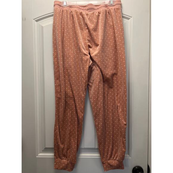 Three Dots Women’s High Waisted Velvet Polka Dots Soft Lounge Pants Size XL Pink - Picture 5 of 6